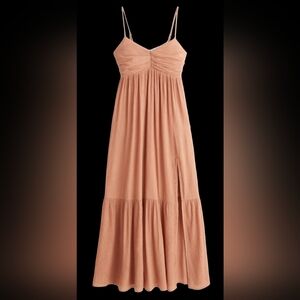 Abercrombie &Fitch‎ Tiered Maxi Dress Babydoll Slit Clay